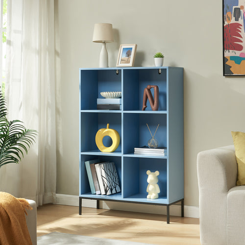 Bogreol Colwyn 120x80x30 cm Blå [en.casa]