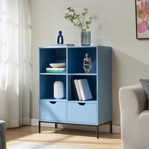 Bogreol med 2 skuffer Colwyn 105x80x40 cm Blå [en.casa]
