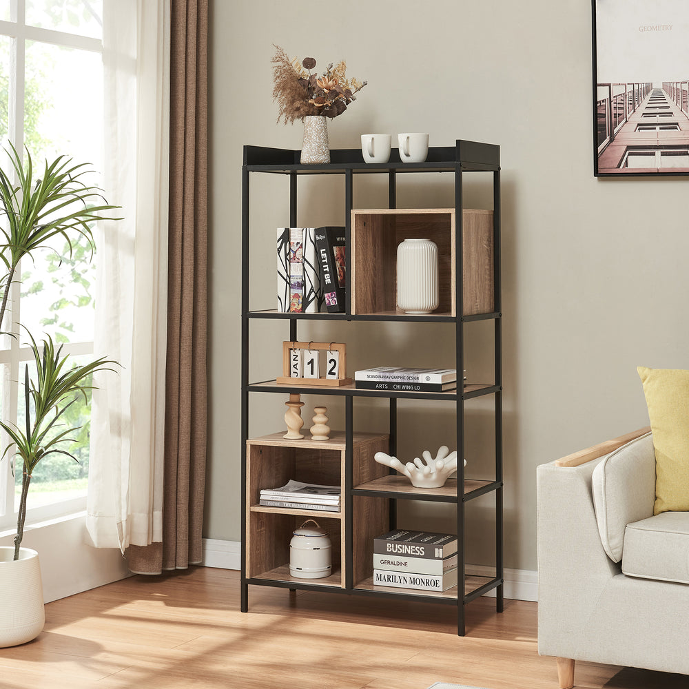 Reol Belana 137x70x33 cm Sort/Eg-look [en.casa] - premiumXL