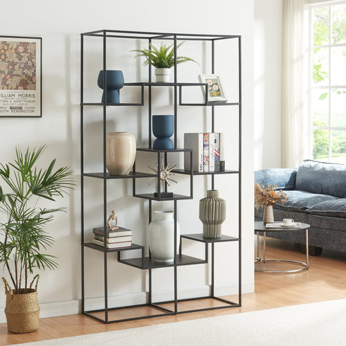 Reol Råde metal 180x100x35 cm sort [en.casa] - premiumXL