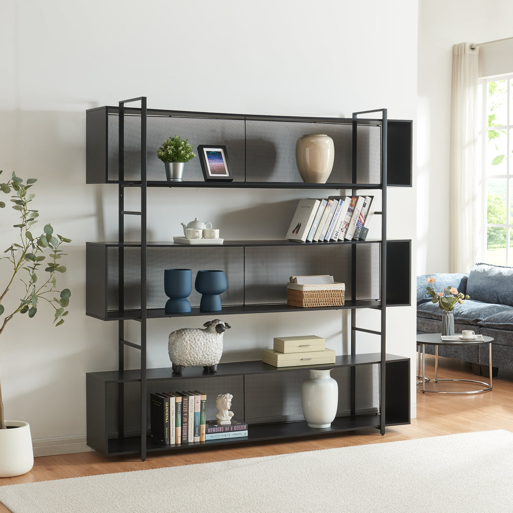 Reol Randaberg 180x180x33 cm Sort [en.casa] - premiumXL