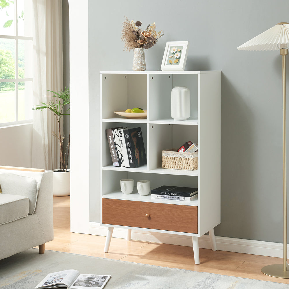 Librería Reyljand 5 compartimentos abiertos 120x70x40cm [en.casa]