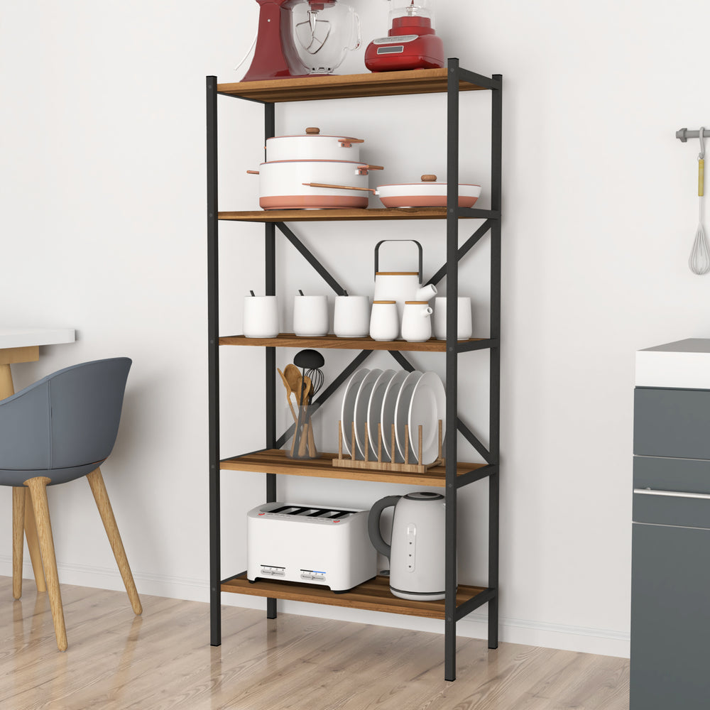Køkkenreol Tomelilla 160x66x34 cm valnød/antracit [en.casa] - premiumXL