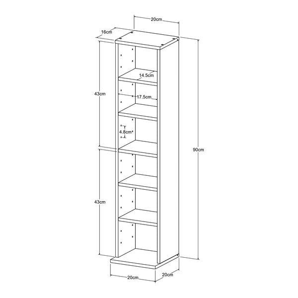 CD-hylde Tynset 90x20x20 cm med 6 rum [en.casa]