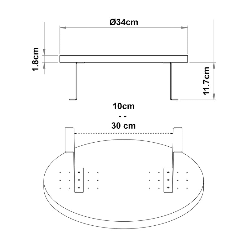 Målskitse Sofabordsskive Kuleskyd Ø34cm [en.casa]