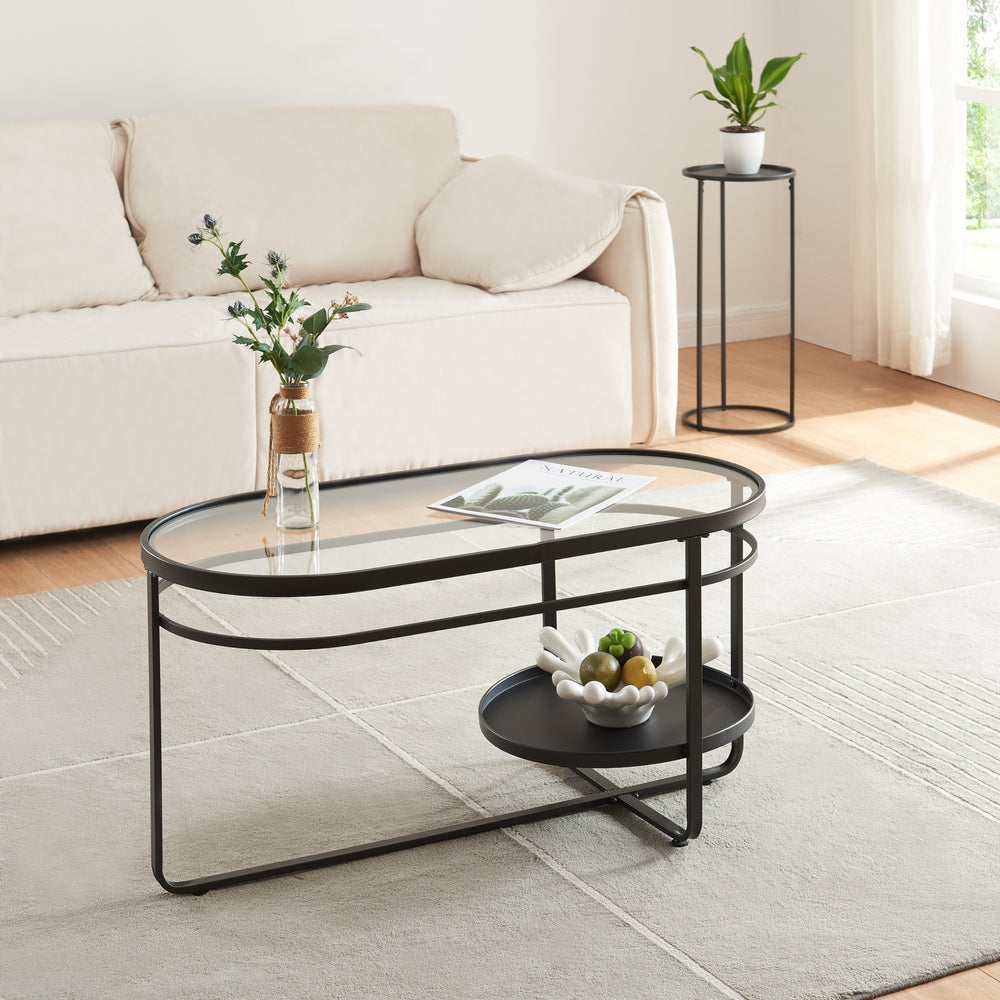 Sofabord Kumla med glasplade [en.casa] - premiumXL