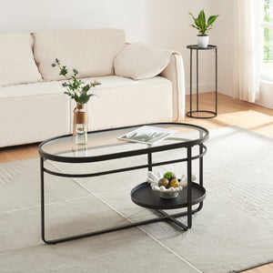 Sofabord Kumla med glasplade [en.casa] - premiumXL