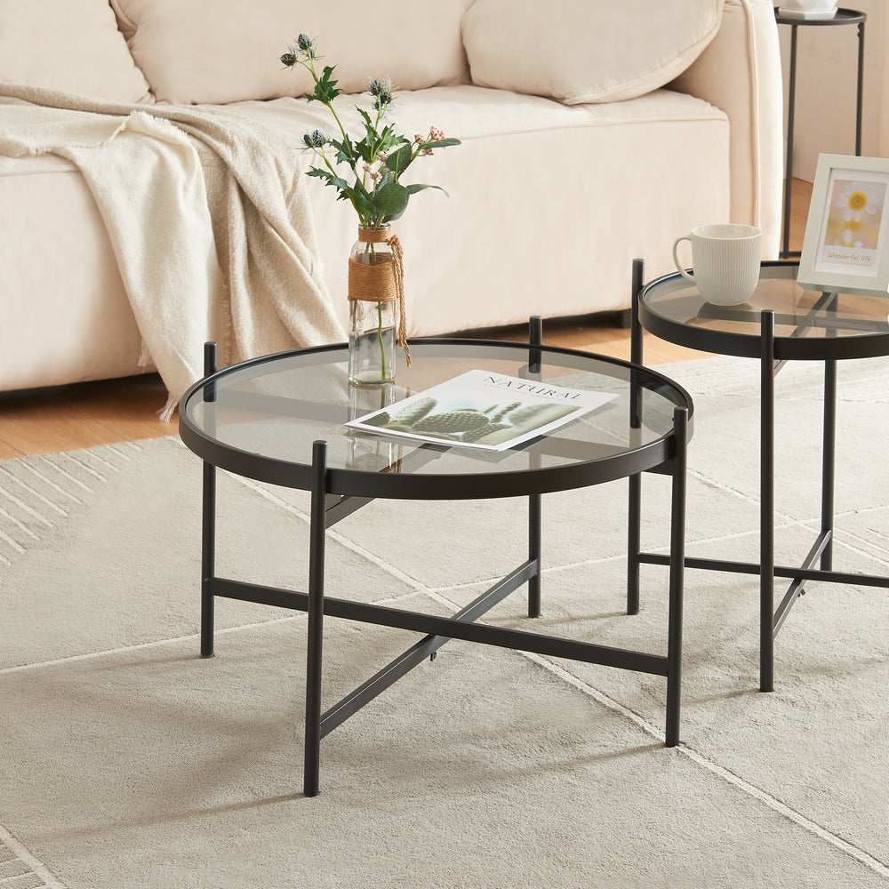 Sofabord Lier med glasplade [en.casa] - premiumXL