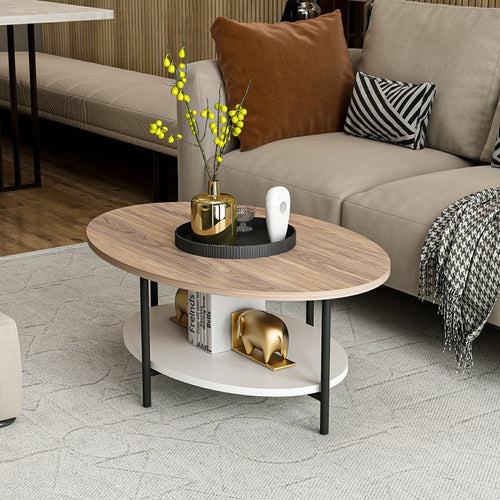 Sofabord Fredericia med nederste hylde egetræslook / hvid [en.casa] - premiumXL
