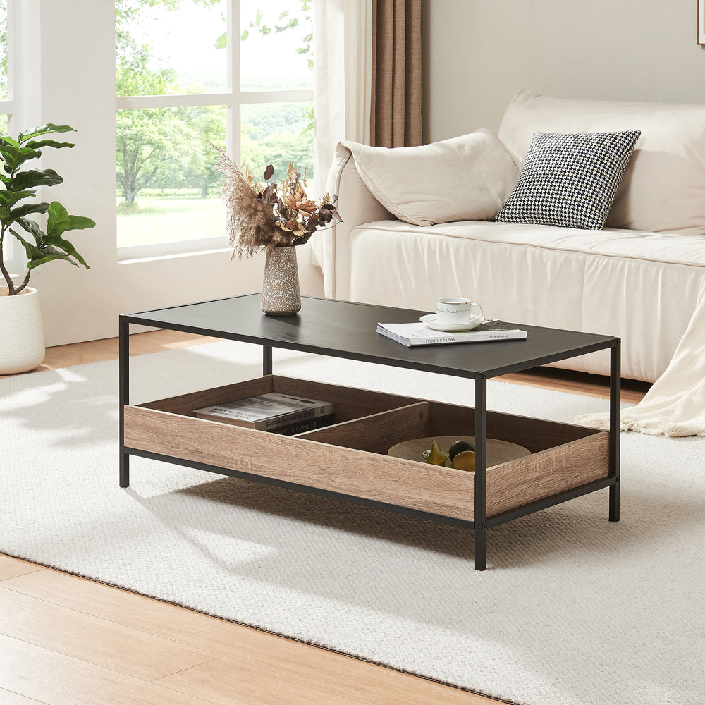Sofabord Belana 100x48x39 cm Sort/Eg-look [en.casa] - premiumXL