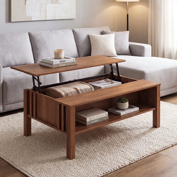 Sofabord Kilmandar med løftefunktion 105x59x40/53 cm valnøddeudseende [en.casa]