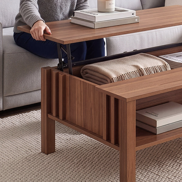 Sofabord Kilmandar med løftefunktion 105x59x40/53 cm valnøddeudseende [en.casa]