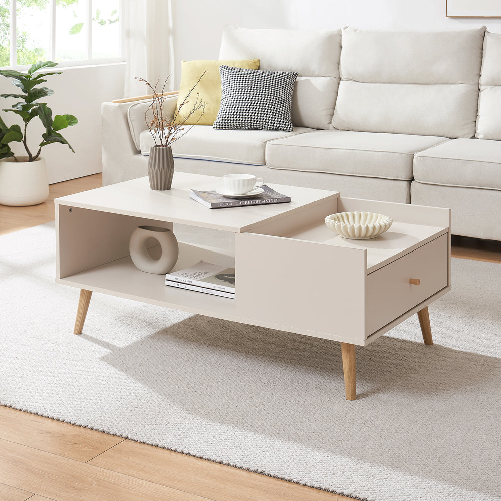 Sofabord Hallevil med skuffe 106x59x44 cm Hvid [en.casa] - premiumXL