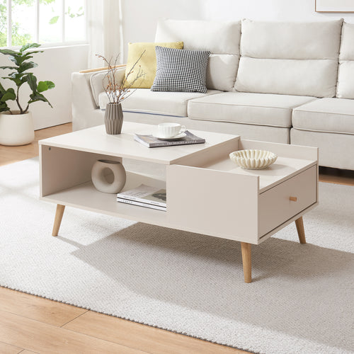 Sofabord Hallevil med skuffe 106x59x44 cm Hvid [en.casa] - premiumXL