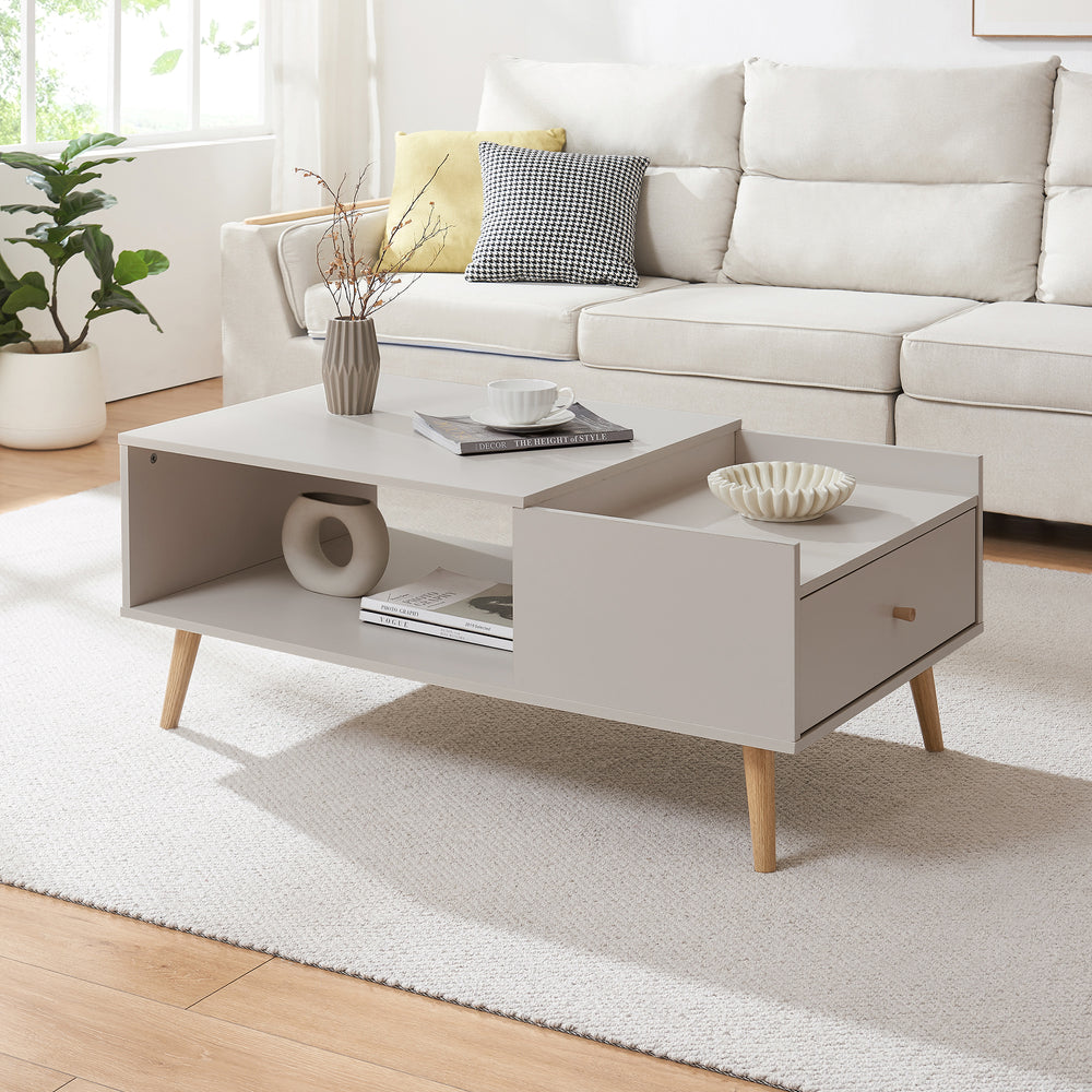 Sofabord Hallevil med skuffe 106x59x44 cm Hvid [en.casa] - premiumXL