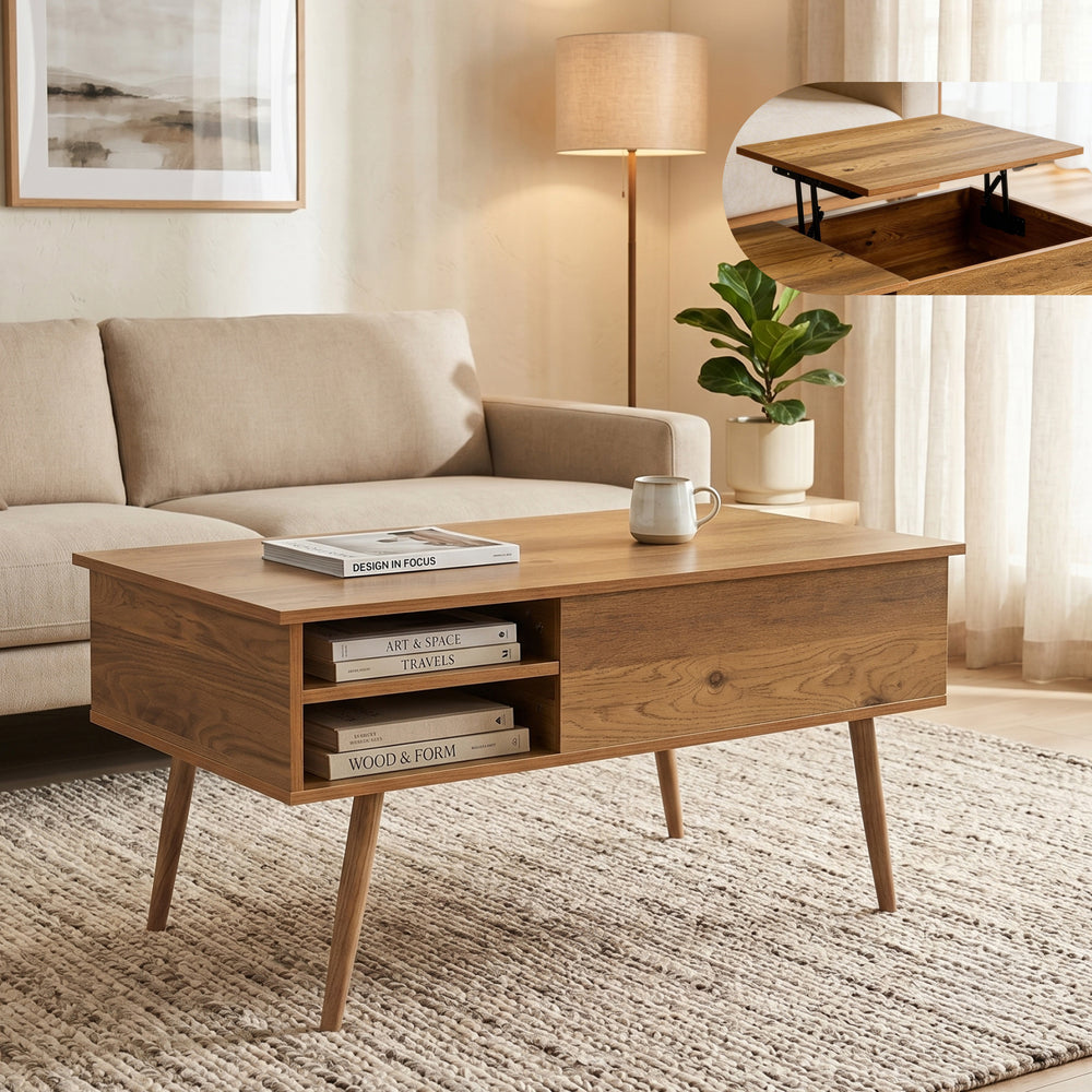 Sofabord Vasdabod med løfteplade 96x59x50 cm egetræslook [en.casa]