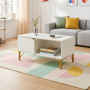Sofabord Reyri 80x45x42 cm Hvid/Guldfarvet
