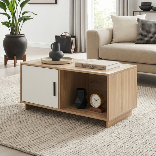 Sofabord Kenta 80x45x40 cm Sonoma-eglook/ hvid [en.casa]