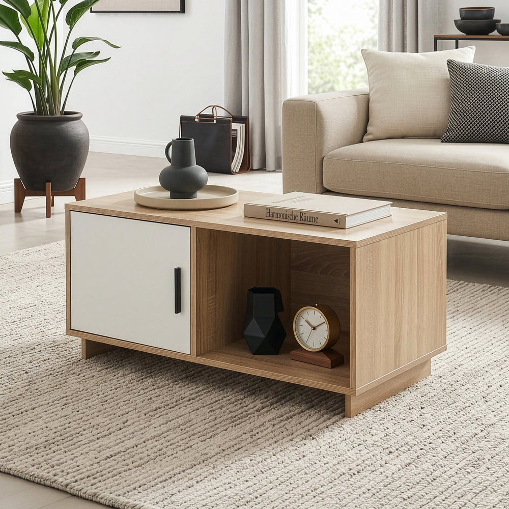 Sofabord Kenta 80x45x40 cm Sonoma-eglook/ hvid [en.casa]