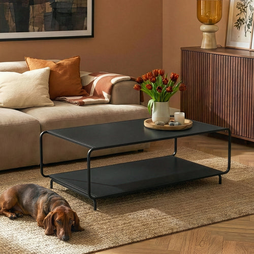 Sofabord Færder 115x50x45 cm stål sort [en.casa]