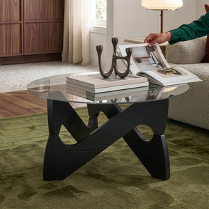 Sofabord Reypio Ø70x35 cm Sort/Grå [en.casa]