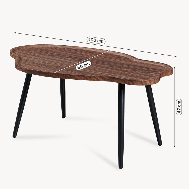 Målskitse Sofabord Trestaneng 100x60x47 cm valnøddeoptik [en.casa]