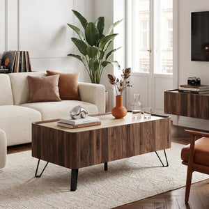 Sofabord Trorlon 100x50x40 cm Valnøddeoptik/Travertin [en.casa]