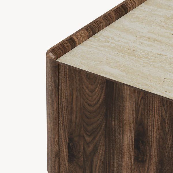 Sofabord Trorlon 100x50x40 cm Valnøddeoptik/Travertin [en.casa]
