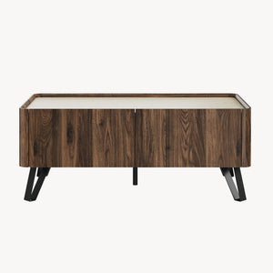 Sofabord Trorlon 100x50x40 cm Valnøddeoptik/Travertin [en.casa]