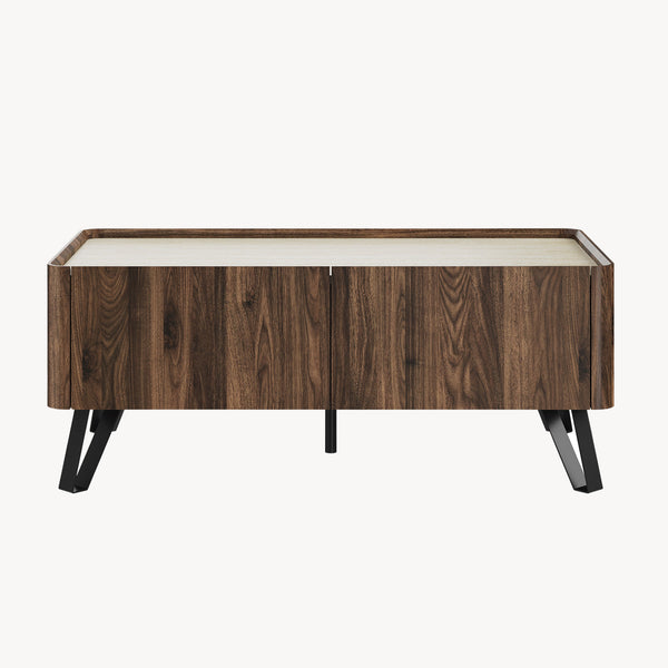 Sofabord Trorlon 100x50x40 cm Valnøddeoptik/Travertin [en.casa]