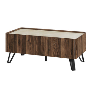 Sofabord Trorlon 100x50x40 cm Valnøddeoptik/Travertin [en.casa]
