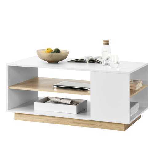Sofabord Trelleborg 100x60x46 cm med 2 hylder Hvid/Eg en.casa - premiumXL
