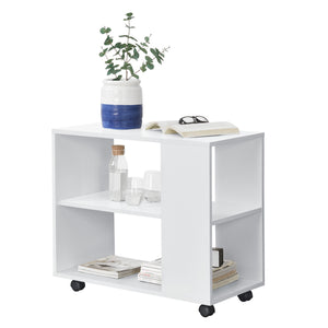 Sofabord Älvdalen 60x70x35 cm ekstra hylde og låsbare hjul Hvid en.casa - premiumXL