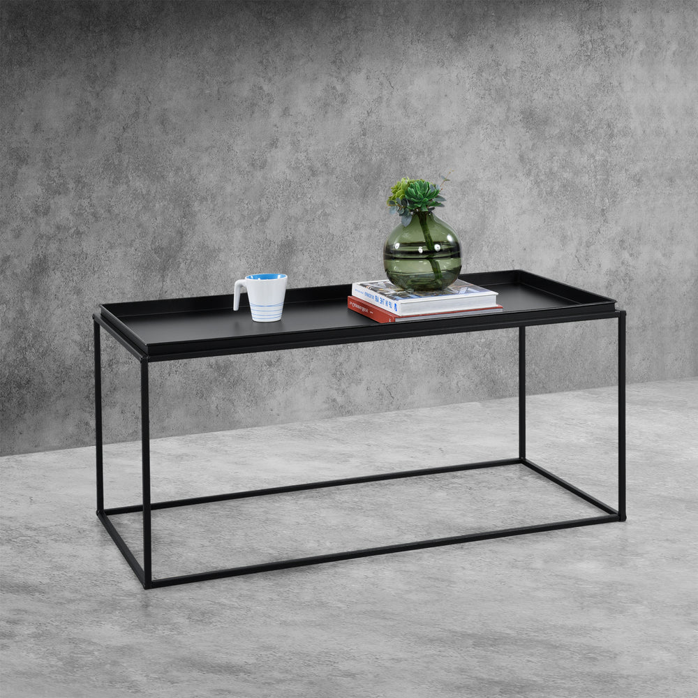 Sofabord Nyker 47x100x50 cm industridesign sort en.casa - premiumXL