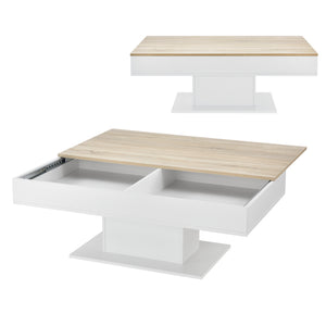 Sofabord Lünen 40x110x60cm med 2 opbevaringsrum egetræslook hvid en.casa - premiumXL
