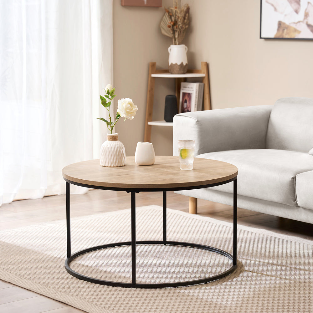 Sofabord Kuhmoinen 45xØ80 cm Sort [en.casa] - premiumXL