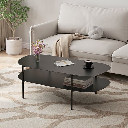 Sofabord Enebakk 112x62x40,5cm Sort, mat [en.casa] - premiumXL