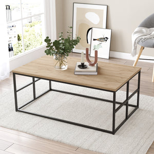 Sofabord Velendi 100x60x40 cm egetræslook/sort [en.casa] - premiumXL