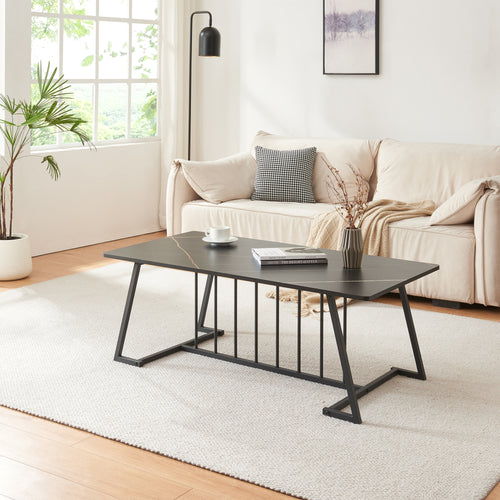 Sofabord Nospoo 120x60x46 cm marmorlook, sort [en.casa] - premiumXL