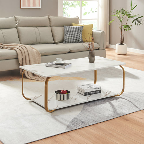 Sofabord Kolta 120x60x43 cm marmorlook [en.casa]