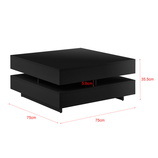  [en.casa] ® Sofabord Hüven-75x75x35,5cm-4 opbevaringsoverflader-melaminovertrukket spånplade-vælg model 