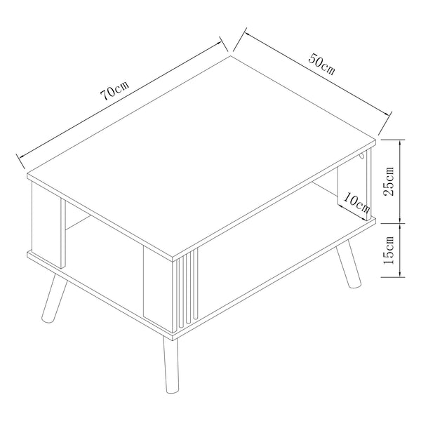 Sofabord Århus med hylde 40 x 70 x 50 cm i forskellige farver [en.casa]