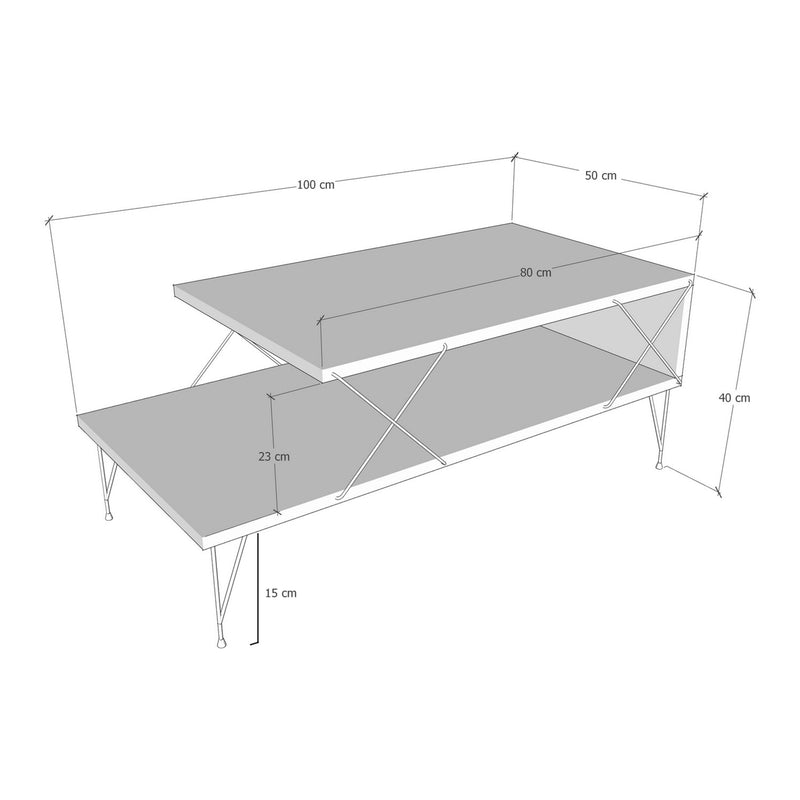 Målskitse Asker sofabord 100x50x40 cm [en.casa].