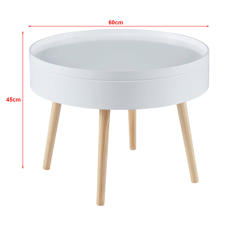 Målskitse Sofabord Bongard hvid Ø60x45 cm [en.casa]