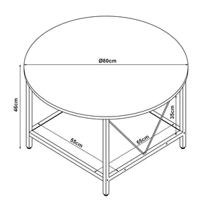 Sofabord Filem Ø80x46 cm [en.casa]