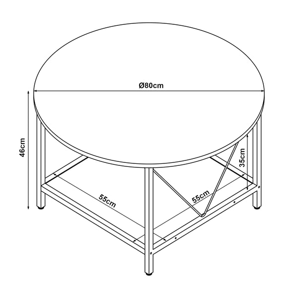 Sofabord Filem Ø80x46 cm [en.casa]