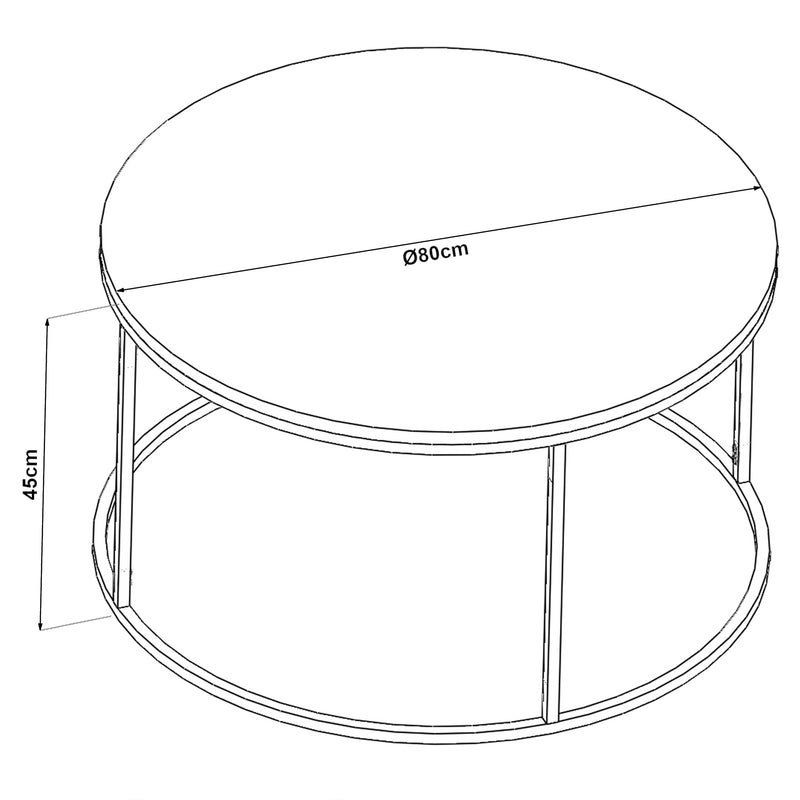 Målskitse Sofabord Kolari 45 x Ø80 cm sort/transparent forskellige farver Farver [en.casa]