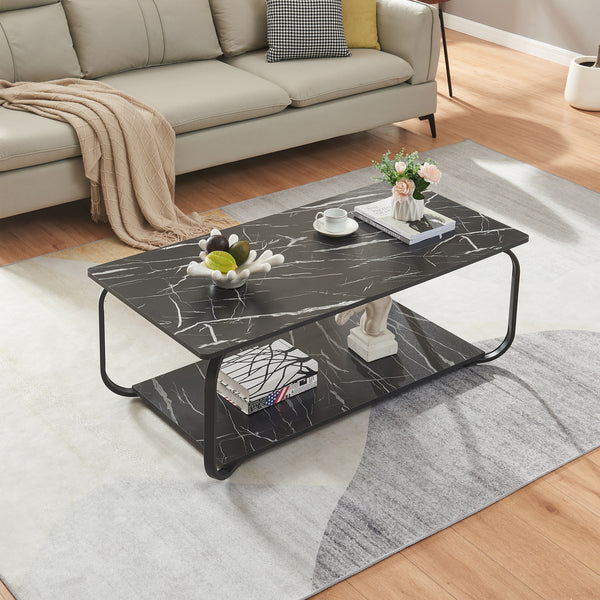 Sofabord Kolta 120x60x43 cm marmorlook [en.casa]
