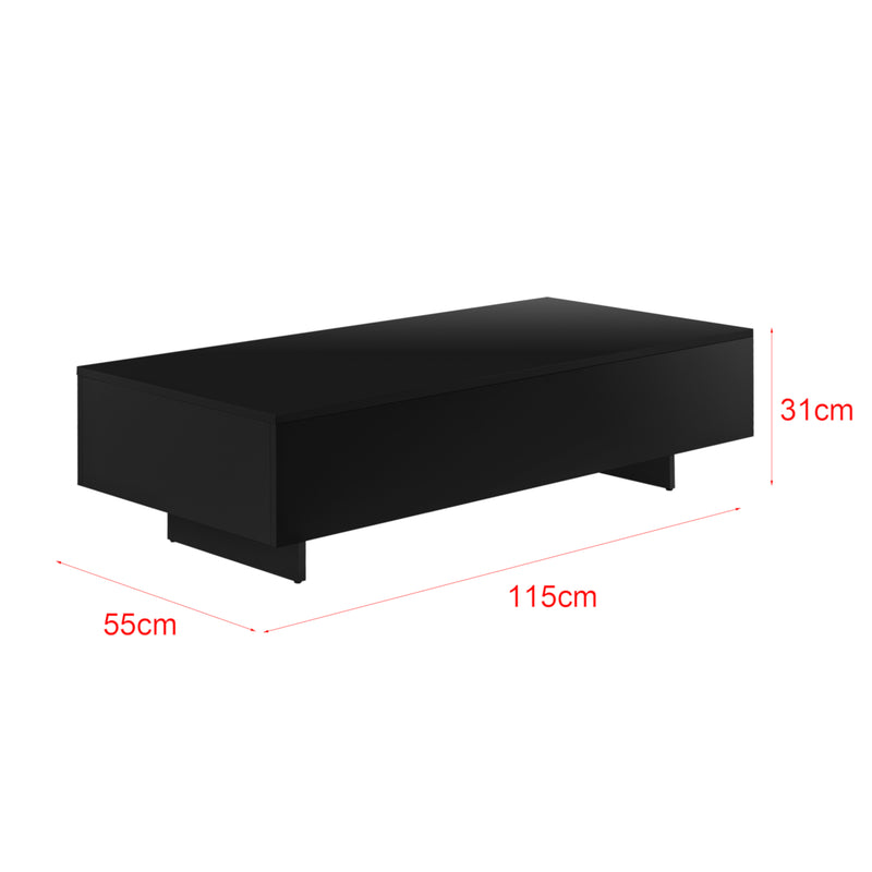 Målskitse [en.casa] ® Sofabord Braunschweig-115x55x31cm højglans-melaminovertrukket spånplade - 15 mm-valgt model 