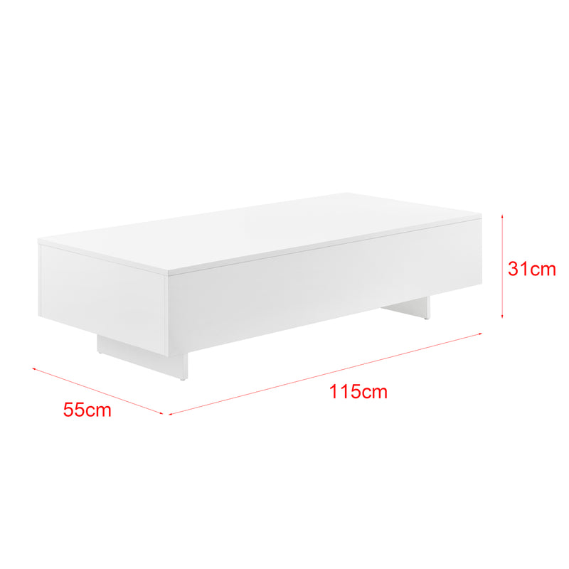 Målskitse [en.casa] ® Sofabord Braunschweig-115x55x31cm højglans-melaminovertrukket spånplade - 15 mm-valgt model 